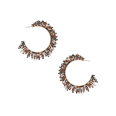 Multicolour Stone Cup-Chain Hoop Earrings