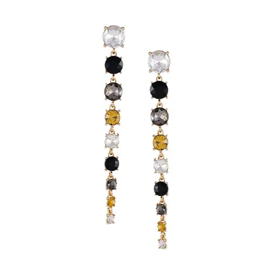 Goldtone & Multicolour Stone Linear Earrings