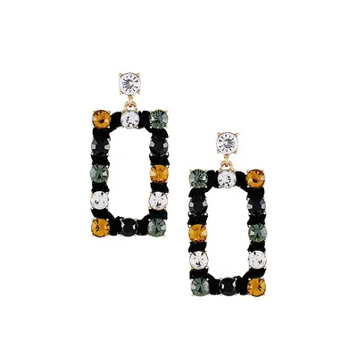 Velvet & Multicolour Crystal Rectanglar Drop Earrings