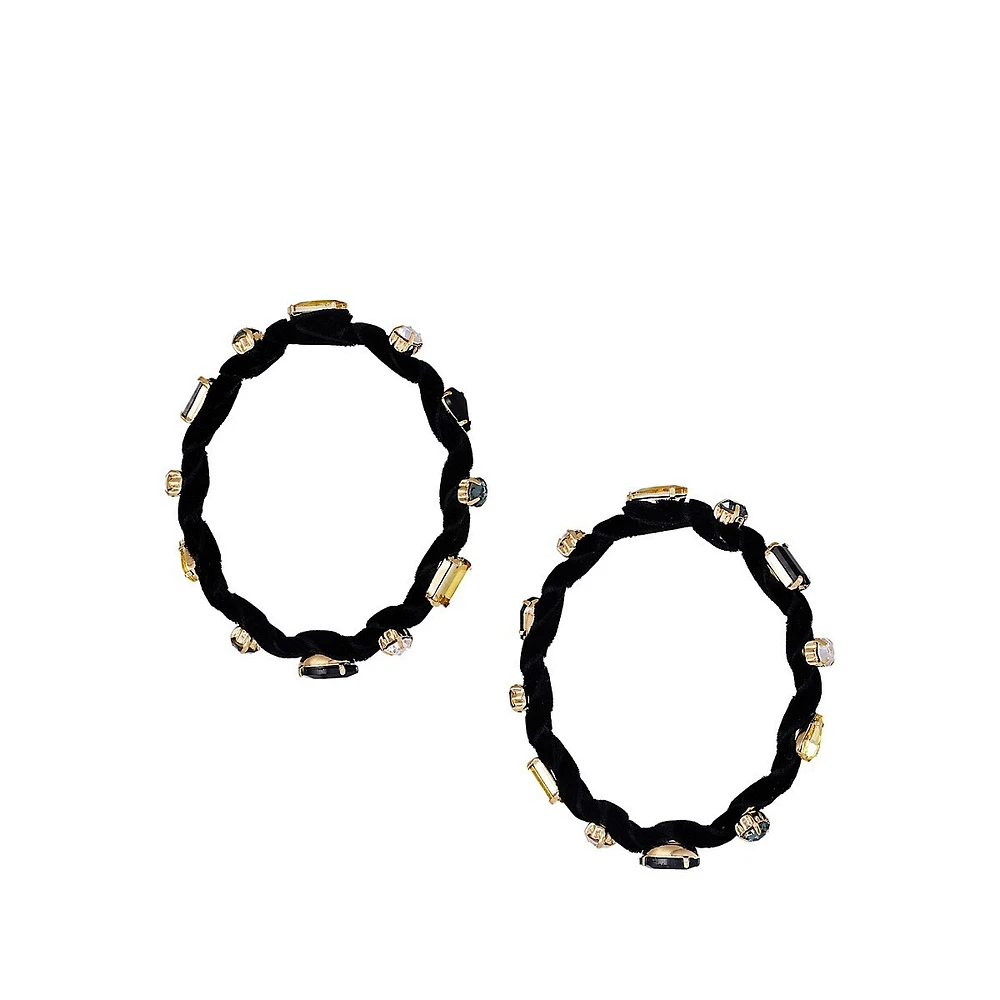 Velvet & Multi-Stone 2-Piece Bangle Set