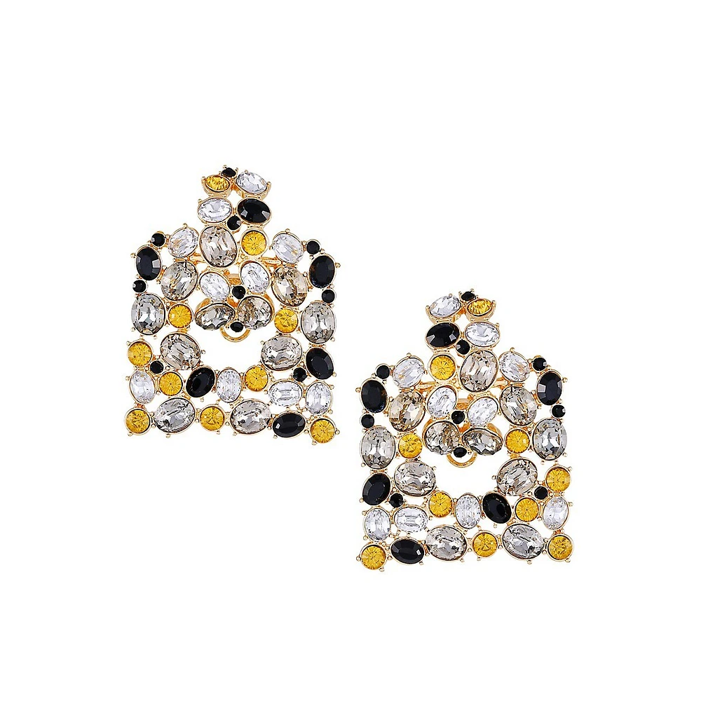 Goldtone & Multicolour Stone Doorknocker Earrings