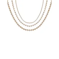 Goldtone & Glass Crystal Cup-Chain Multirow Choker Necklace