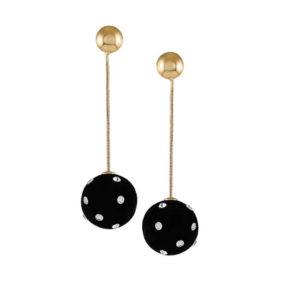 Goldtone & Crystal Velvet Ball Drop Earrings