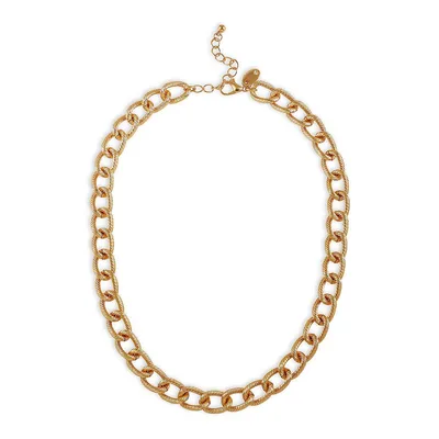Goldtone Textured Chunky-Link Short Necklace