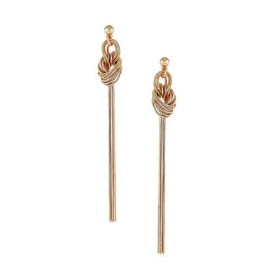 Goldtone Knotted Chain Linear Earrings