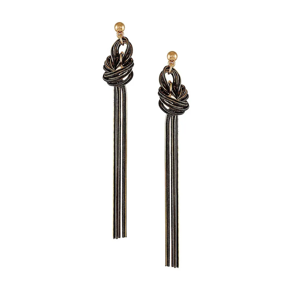 Goldtone & Blacktone Knot-Chain Linear Earrings