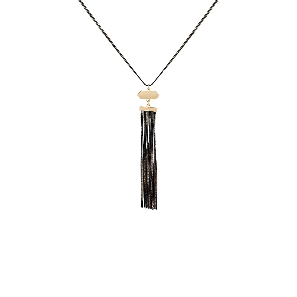 Goldtone & Blacktone Chain-Tassel Y-Necklace