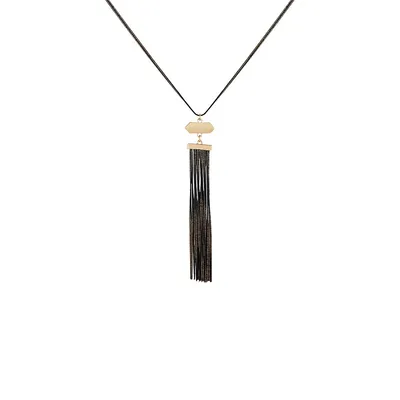 Goldtone & Blacktone Chain-Tassel Y-Necklace