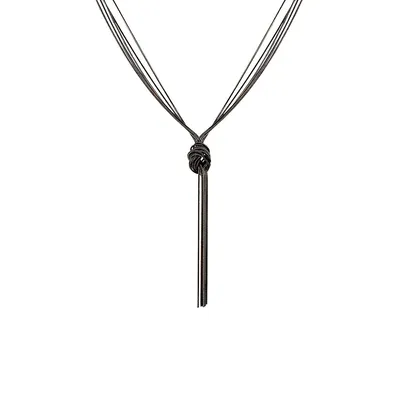 Goldtone & Blacktone Knot-Chain Long Y-Necklace