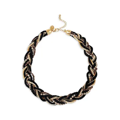 Goldtone & Multicolour Beads Twisted Necklace