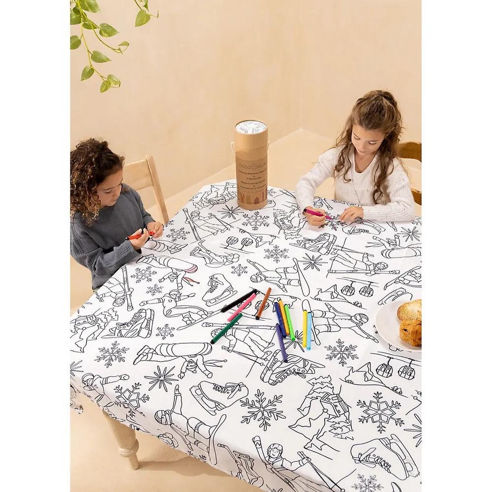 Washable Colouring Tablecloth & 12-Piece Markers Set