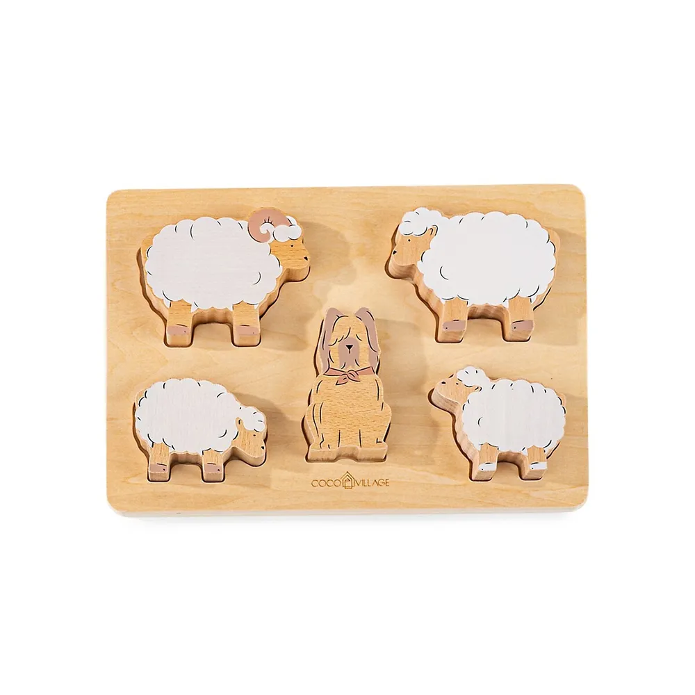 Shepherd Dog & Sheep Wooden Plate Puzzle