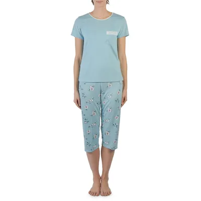 2-Piece Short-Sleeve Top & Capri Pyjama Set
