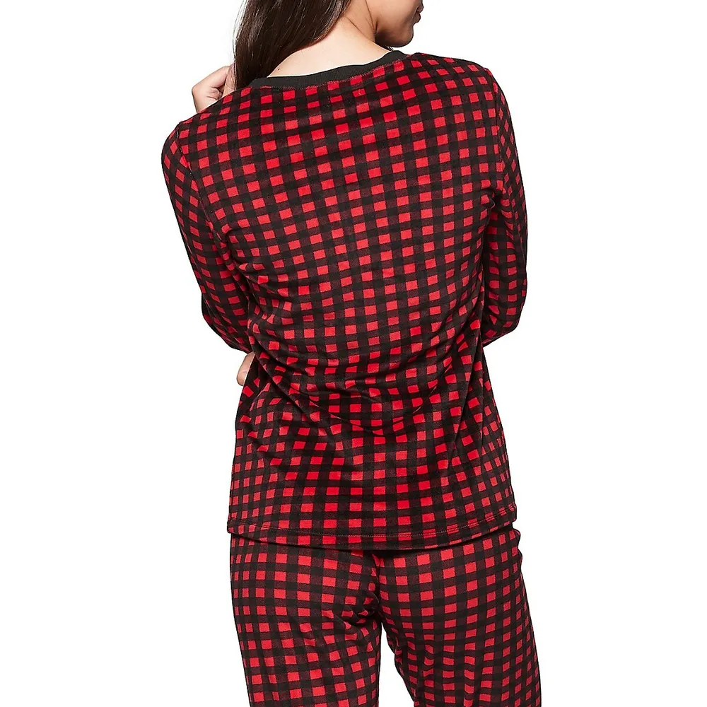 Warm & Fuzzy Holiday Gift Package 2-Piece Plaid Pyjama Set
