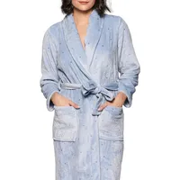 Loose-Fit Dot Print Plush Wrap Robe