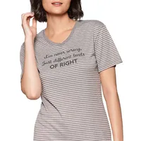 Striped Typographic Print T-Shirt Dress