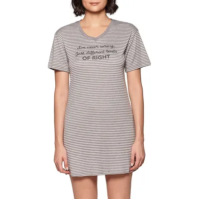 Striped Typographic Print T-Shirt Dress