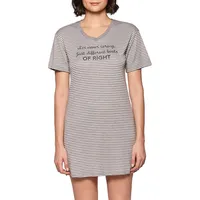 Striped Typographic Print T-Shirt Dress