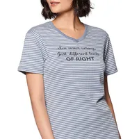 Striped Typographic Print T-Shirt Dress