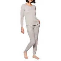 2-Piece Rib-Knit Top & Joggers Pyjama Set