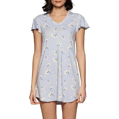 V-Neck Floral Nightgown