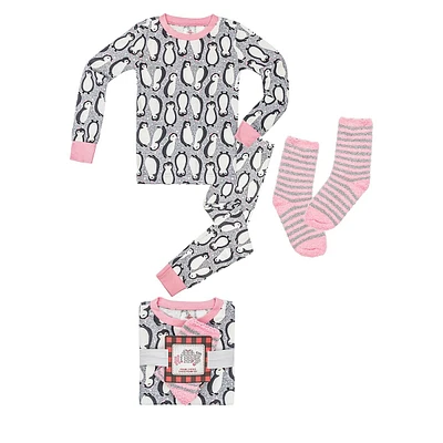 Girl's Two-Piece Penguin Pyjama Set