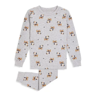 Pyjama en coton à imprimé de chien pour petit garçon, deux pièces