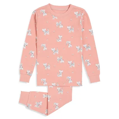 Little Girl's 2-Piece Cheetah Print Pyjama Set