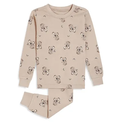 Little Girl's 2-Piece Koala Print Pyjama Set