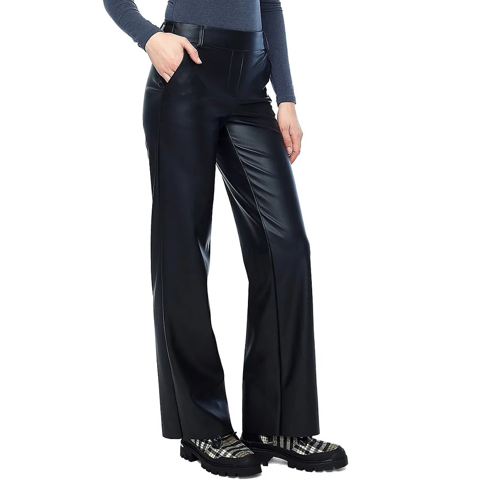 Yaelle Relaxed-Fit Faux-Leather Ankle-Length Pants