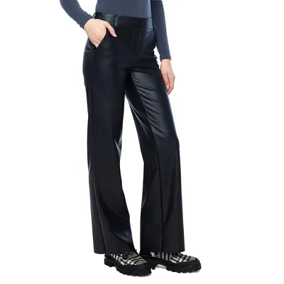 Yaelle Relaxed-Fit Faux-Leather Ankle-Length Pants