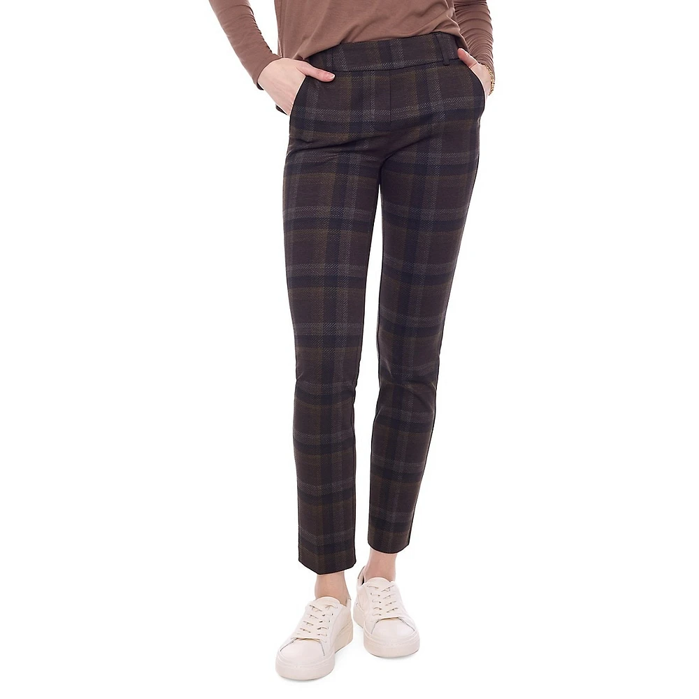 I love tyler madison Bonnie Kodiak Plaid Ponte di Roma Straight-Leg Pants