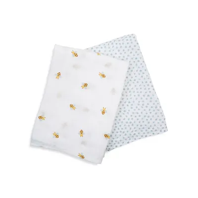 Bee & Dots Cotton Muslin 2-Piece Swaddle Blanket Set