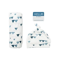 Ensemble trois pièces à motif triangle pour nouveau-né