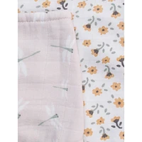 2-Pack Cotton Muslin & Terry Cloth Bandana Bibs - Floral & Dragonfly Print