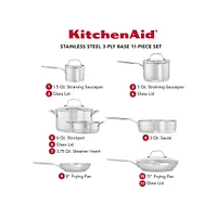 3-Ply Base Stainless Steel 11-Piece Cookware Set