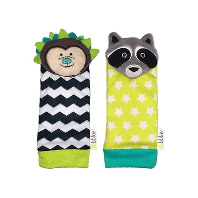 Duo Foot Finders Hedgehog and Raccoon Socks