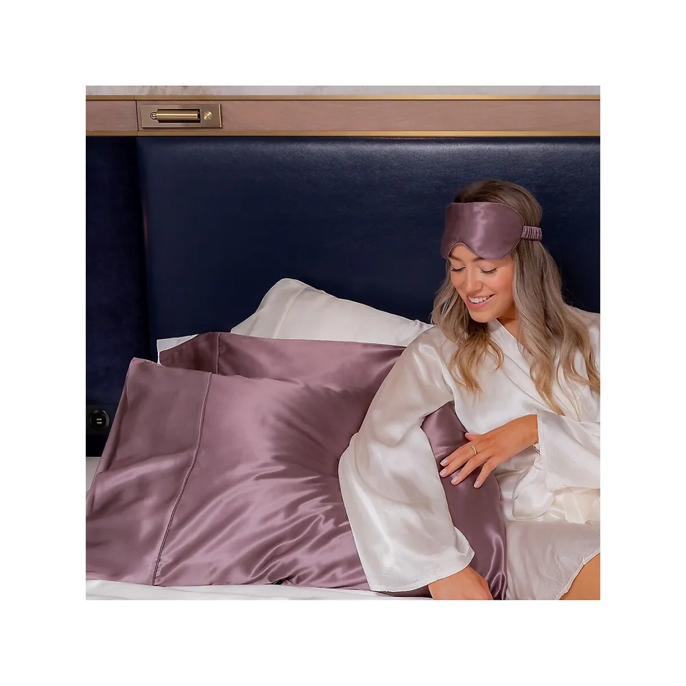 Lustrous Silk Beauty Sleep Collection 2-Piece Pillowcase & Eyemask Travel Set