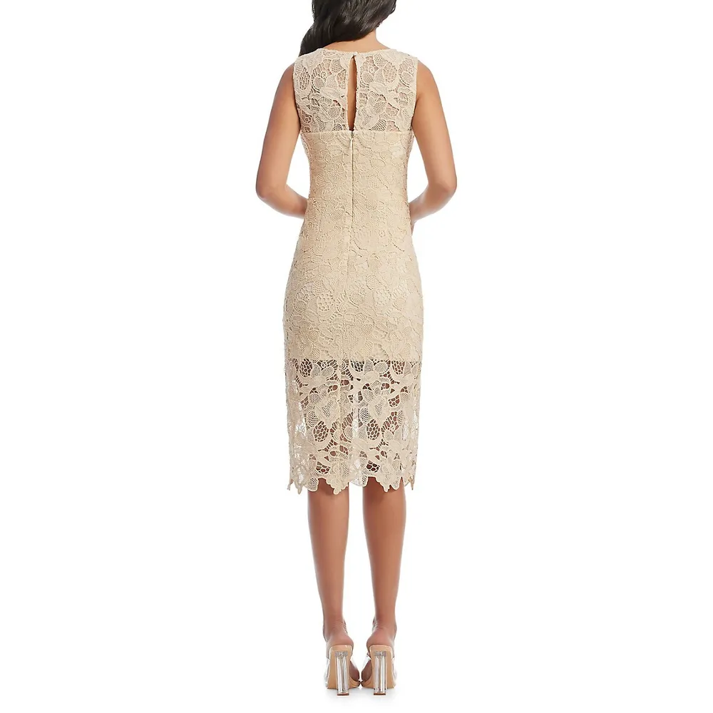 Avianna Front-Slit Lace Bodycon Midi Dress