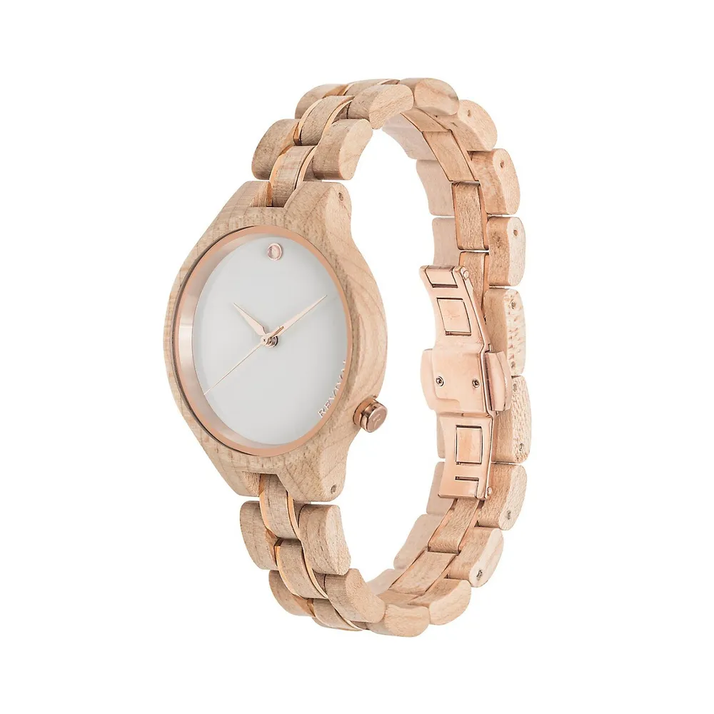 The Clarity Collection Maple Wood & Stainless Steel Analog Watch​ MPL-CLRTY-LL
