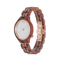 The Clarity Collection Red Sandalwood White Dial & Stainless Steel Clarity Analog Watch RD-SW-CLRTY-LL