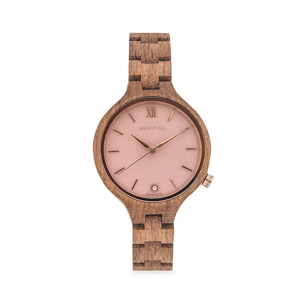 The Gratitude Collection Oak Wood Link Bracelet Analog Watch​ OAK-WD-GRTTD