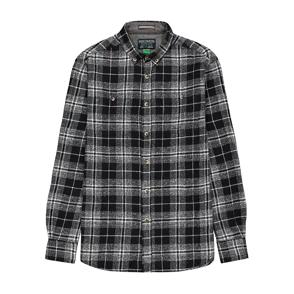 ​Plaid Button-Front Shacket