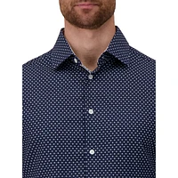 4-Way Stretch Geo-Print Dress Shirt