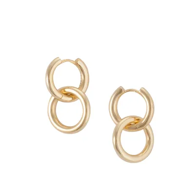 Grace 14K Goldplated Double-Ring Convertible Drop Earrings