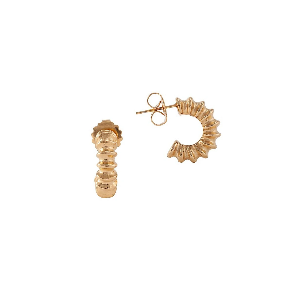 Accra 14K Goldplated Corrugated Hoop Earrings