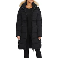 Heritage Fox Fur Trim Attached Hood Quilted Puffer Jacket