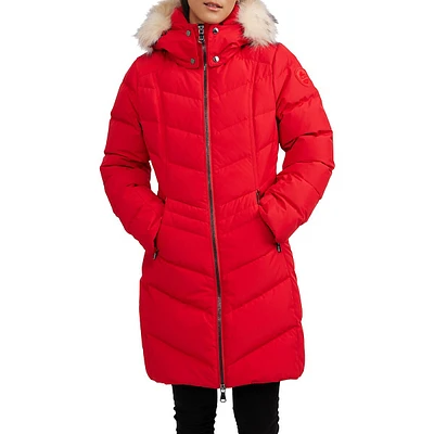 January Faux Fur-Trim Quilted Down Puffer