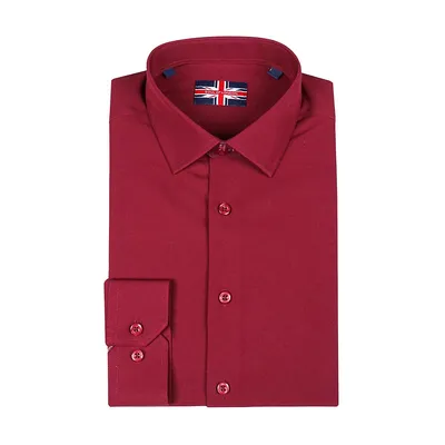 Slim-Fit Solid Dress Shirt