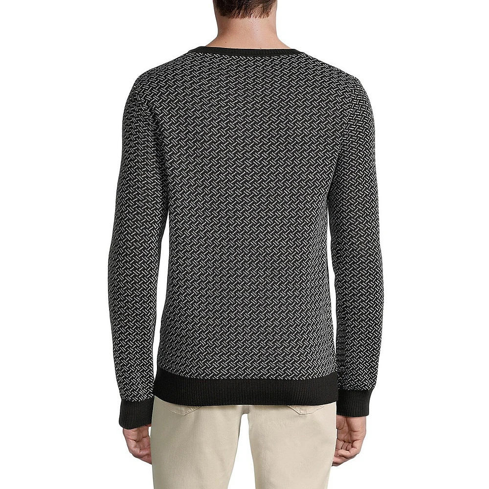 Wool-Blend Light Gauge Ringer Crewneck Sweater